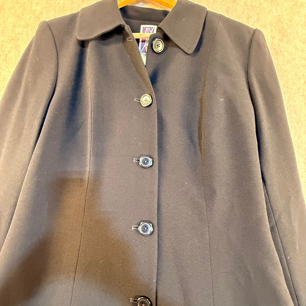 Zelda Black Button Front Car Coat Vintage Style Side‎ Button Detail Size 6 - Picture 4 of 6